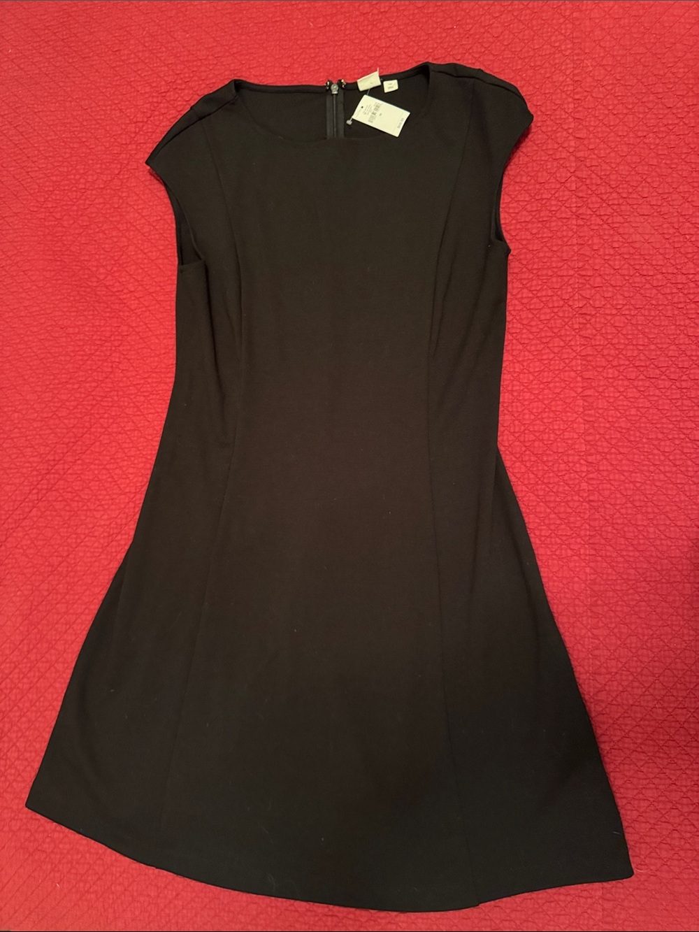 GAP Black Cap-Sleeve A-Line Dress